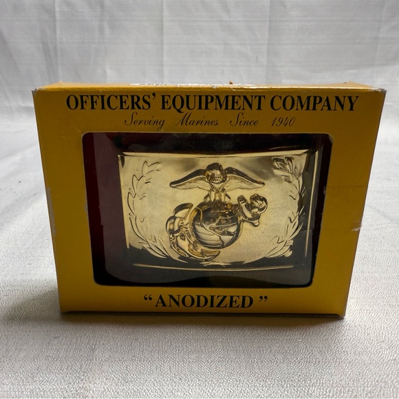Genuine U.S. MARINE CORPS NCO Dress Blue Belt Buckle Anodized Gold Plated  Emblem